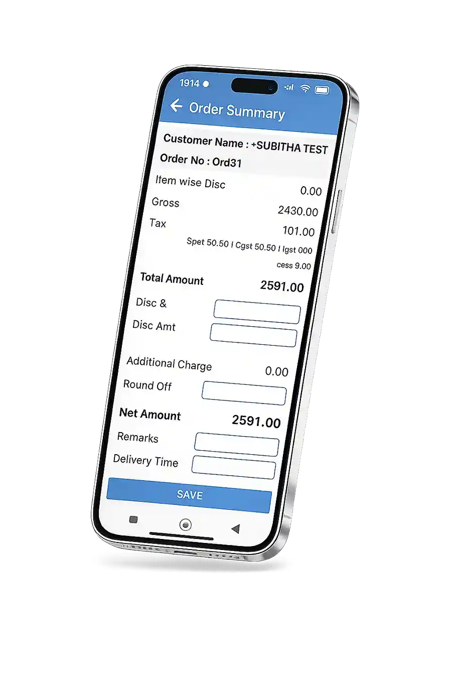 Order Booking App Screen